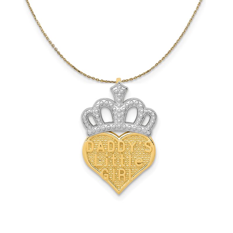 14k Yellow Gold Rhodium Daddys Little Girl Heart Necklace - 18 Inch 782$